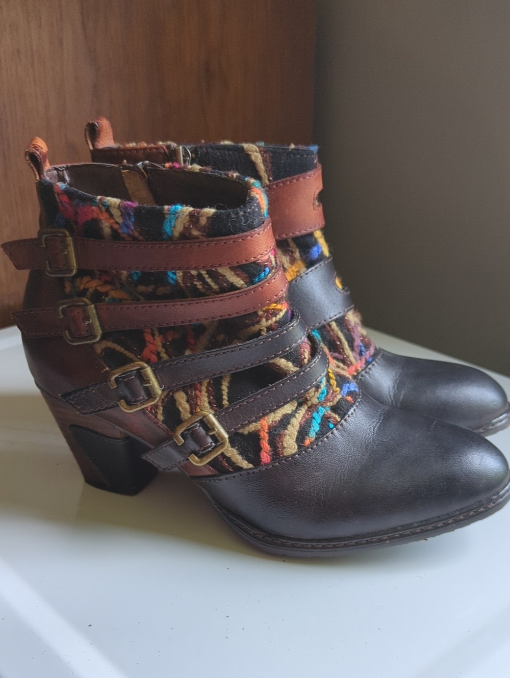 Spring Step L'Artiste Redding strappy heeled leather ankle boots, Size 39/8.5
